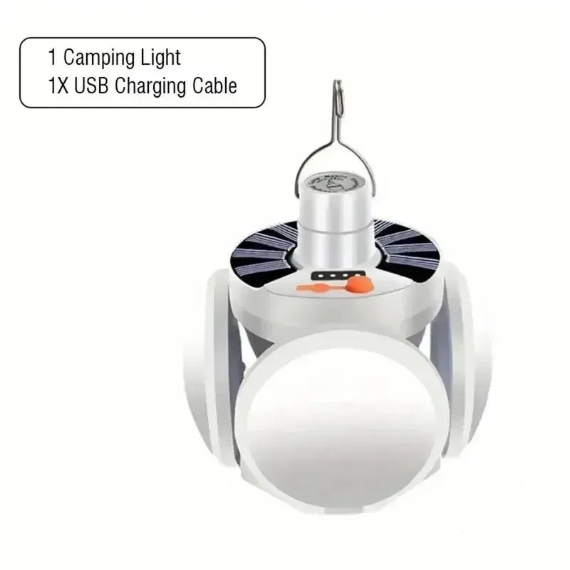 High Power Solar LED Camping Lantern Rechargeable 4500mAh 1000LM Emergency Power Bank Foldable 6 Light Modes for Camping Fishing