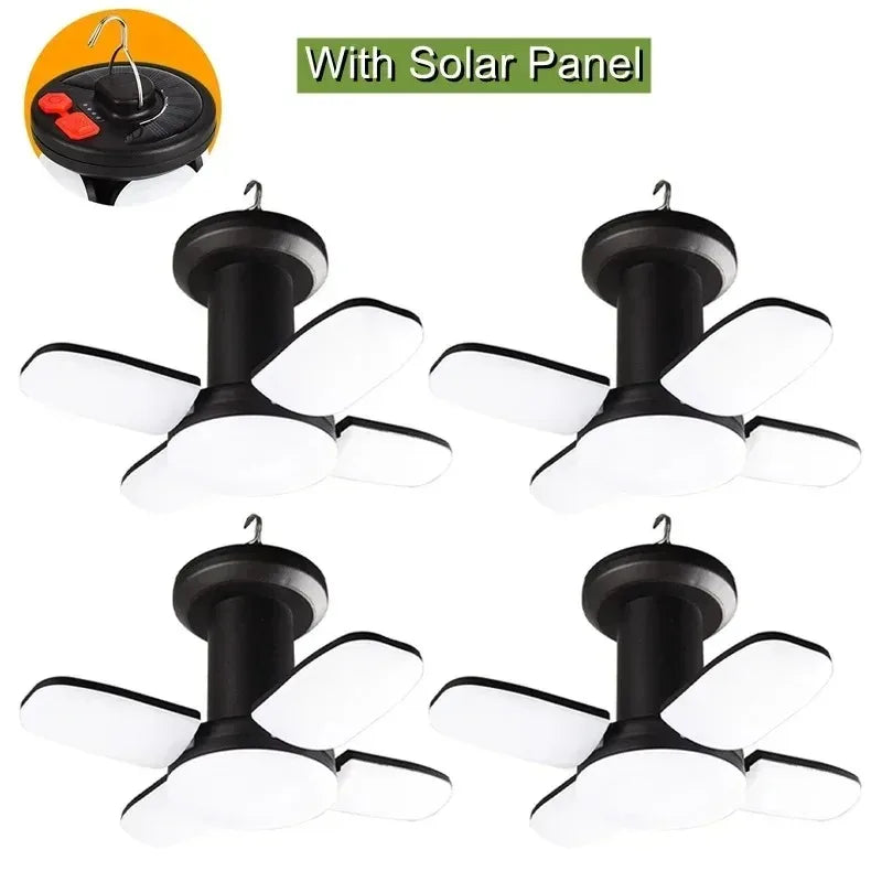 High Power Solar LED Camping Lantern Rechargeable 4500mAh 1000LM Emergency Power Bank Foldable 6 Light Modes for Camping Fishing