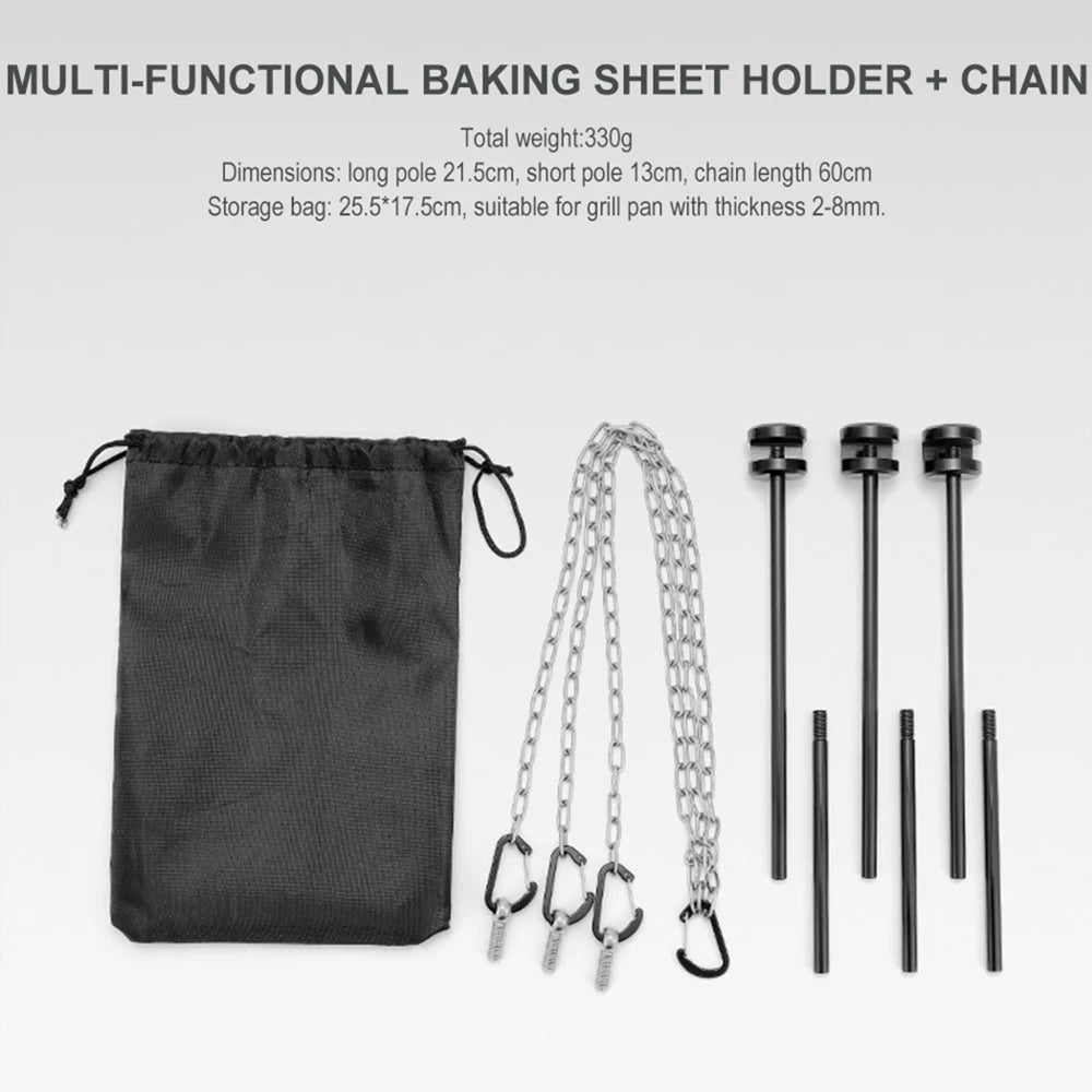 Outdoor BBQ Triangular Bracket Multifunctional Detachable Grill Pot Rack Portable Adjustable with Chain Outdoor Camping Supplies